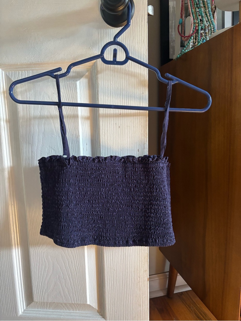 O.P.T. Navy blue smocked shirt size large